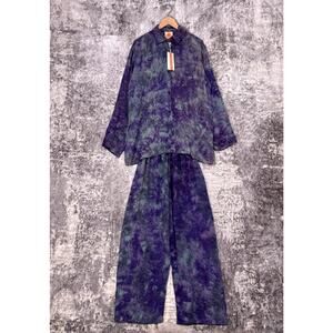 New Sunchasers Silk Set OS One Size Womens Hand Dyed Shirt & Pants Outfit